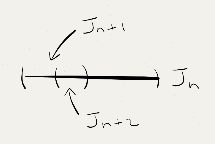 Intervals that choose different halves.